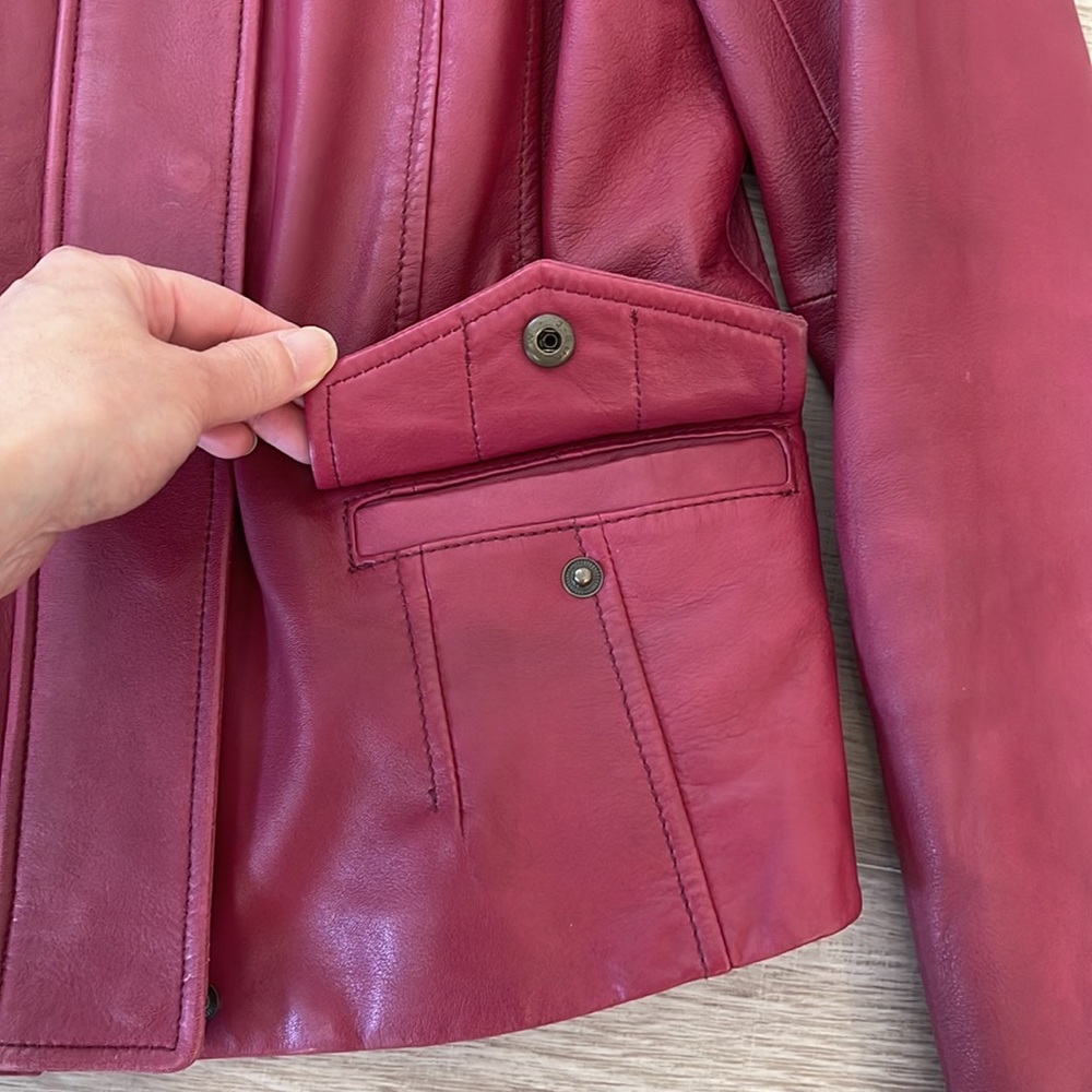 Banana Republic Burgundy Leather Jacket in XS - Picture 4 of 16